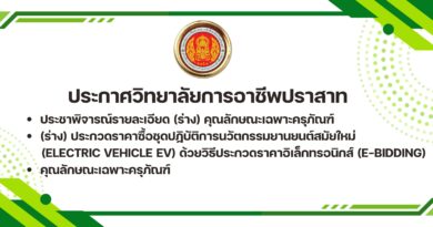 ประกาศวิทยาลัยการอาชีพปราสาท เรื่อง ประชาพิจารณ์รายละเอียด (ร่าง) คุณลักษณะเฉพาะครุภัณฑ์
