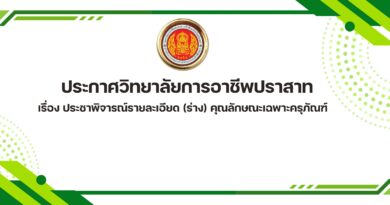 ประกาศวิทยาลัยการอาชีพปราสาท  เรื่อง ประชาพิจารณ์รายละเอียด (ร่าง) คุณลักษณะเฉพาะครุภัณฑ์