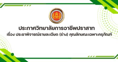 ประกาศวิทยาลัยการอาชีพปราสาท เรื่อง ประชาพิจารณ์รายละเอียด (ร่าง) คุณลักษณะเฉพาะครุภัณฑ์