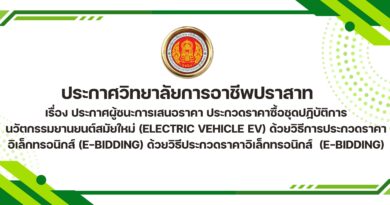 ประกาศผู้ชนะการเสนอราคา ประกวดราคาซื้อชุดปฏิบัติการนวัตกรรมยานยนต์สมัยใหม่ (Electric vehicle EV) ด้วยวิธีการประกวดราคาอิเล็กทรอนิกส์ (e-bidding) ด้วยวิธีประกวดราคาอิเล็กทรอนิกส์ (e-bidding)