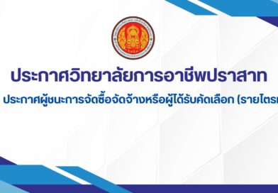 ประกาศวิทยาลัยการอาชีพปราสาท เรื่องประกาศผู้ชนะการจัดซื้อจัดจ้างหรือผู้ได้รับคัดเลือก (รายไตรมาส)